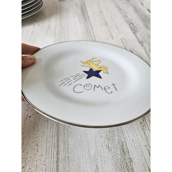 Pottery Barn comet star reindeer salad plate 8.5" - Picture 3 of 4